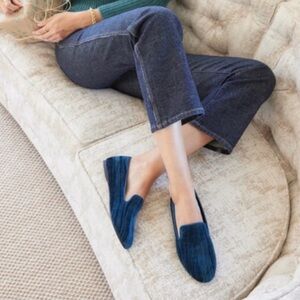 BIRDIES Starling Women’s Jewel Toned Velvet Sapphire Slipper Loafer Shoes 8.5